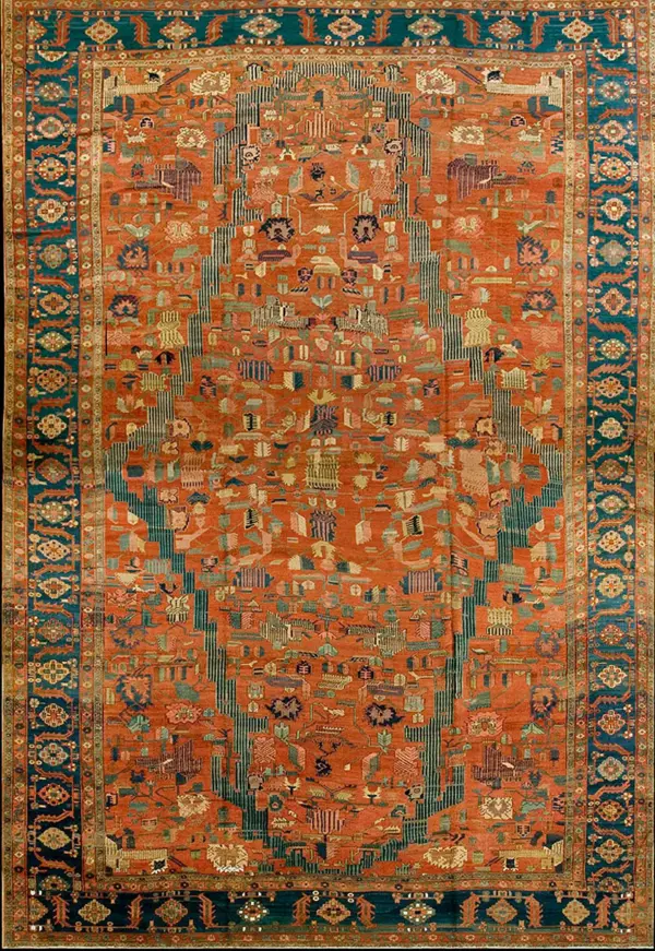 Rustic antique late 19th century tribal oversized persian bakshaish carpet by rugs on net