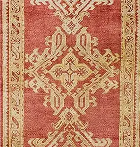 Rustic Red Field Tribal Geometric Antique Turkish Oushak Runner Rug by Rugs On Net