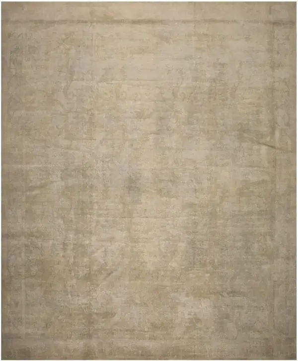 Solid ivory abstract field antique warm light room size indian lahore carpet by rugs on net