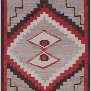 Tribal Geometric Pattern Antique Gray Flat Weave Native American Navajo Rug by Rugs On Net