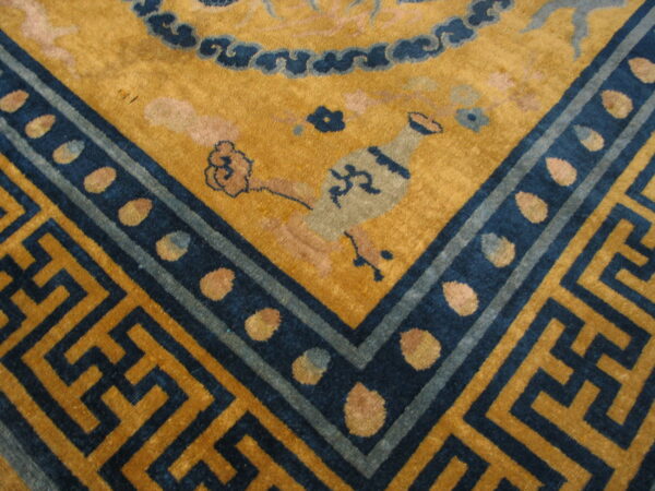 Stunning gold background color antique dragon chinese bird of paradise tiger border rug - image 6