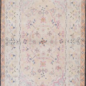 Light Sweet Ivory Pinky Color Floral Indian Antique Cotton Agra Rug