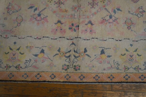Light sweet ivory pinky color floral indian antique cotton agra rug - image 8