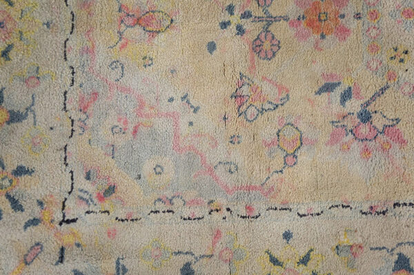 Light sweet ivory pinky color floral indian antique cotton agra rug - image 5