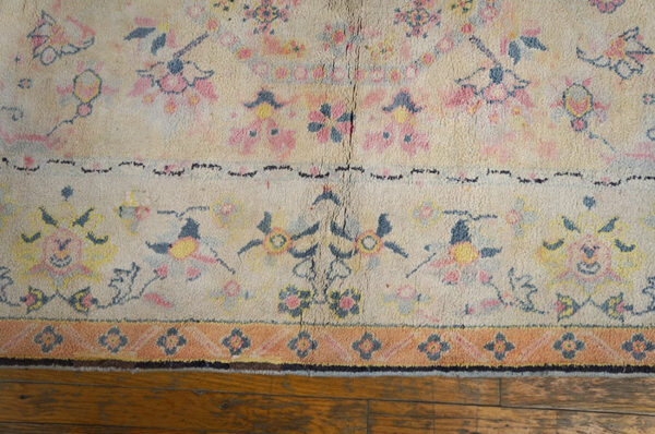 Light sweet ivory pinky color floral indian antique cotton agra rug - image 6