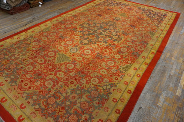 Rustic coral color tribal geometric herati pattern antique indian amritsar carpet - image 6