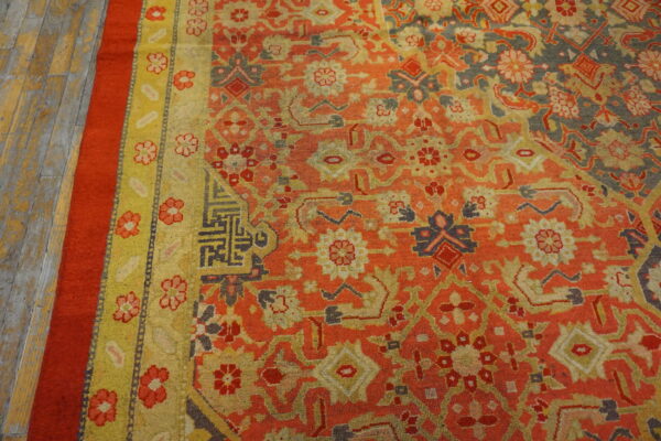 Rustic coral color tribal geometric herati pattern antique indian amritsar carpet - image 3