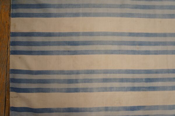 Large size antique cotton white and blue stripes flatweave indian dhurrie rug - image 8