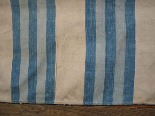 Large size antique cotton white and blue stripes flatweave indian dhurrie rug - image 4