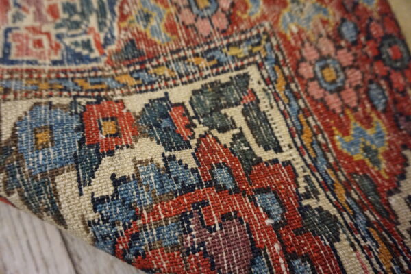 Small size ivory color antique floral paisley motif persian bakhtiari rug pair - image 6