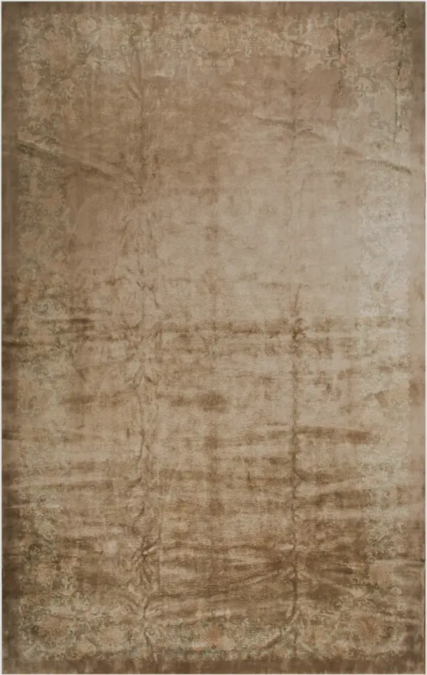 Warm neutral earthy color antique faded cloud band design large chinese deco rug by rugs on net