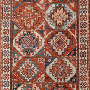 19th Century Caucasian Geometric Field Kazak Carpet by Rugs On Net