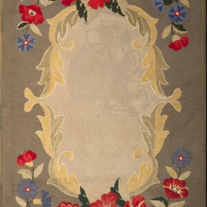 A Gray Background With Special Centre Floral Design Antique American Hooked Rug by Rugs On Net