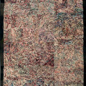 American Hooked Rectangle Rug with Abstract Curvilinear Pattern and Multicolor Jewel Tones Wool & Cotton Rug by Rugs On Net