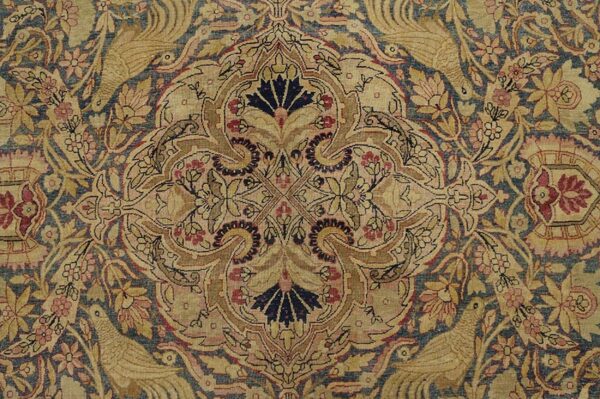 Very fine weave late19th century antique oversized floral persian kerman lavar carpet - image 2