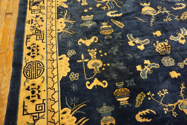 Blue room size antique chinese bats butterflies cloud band design peking carpet - image 5