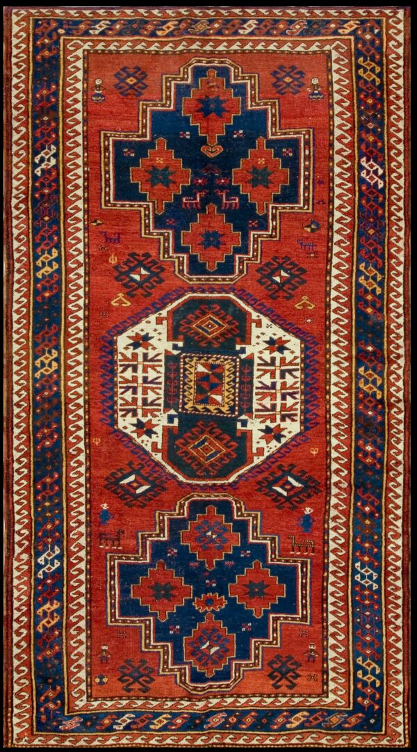 19th century caucasian kazak lori pambak carpet