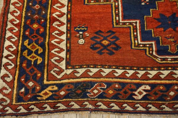 Bold red antique tribal geometric late 19th century caucasian lori pambak rug - image 4