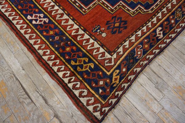 Bold red antique tribal geometric late 19th century caucasian lori pambak rug - image 5