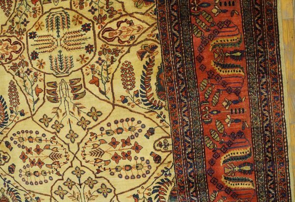 Fine allover floral cypress tree design antique late 19th century ivory persian sarouk farahan carpet - image 5