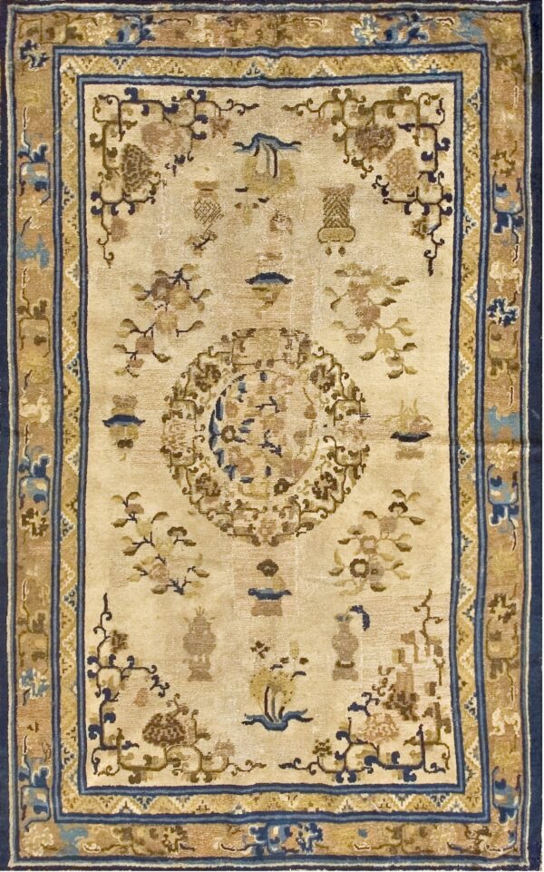 Antique chinese central floral roundel ningxia rug by rugs on net