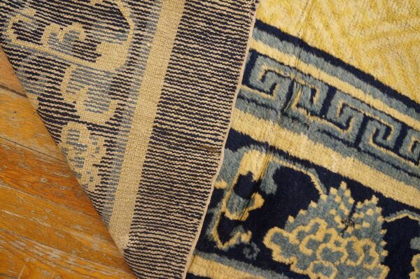 Large size rare late 18th century antique ivory scenic floral cloud band chinese ningxia carpet - image 2