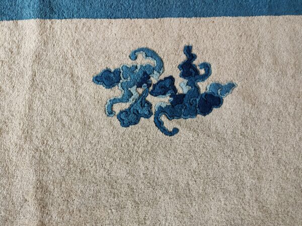 Blue floral patterns on beige background