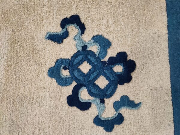 Ivory color antique late 19th century room size floral chinese peking carpet - image 6