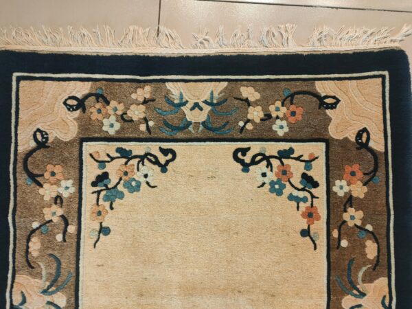 Floral design on textured rug