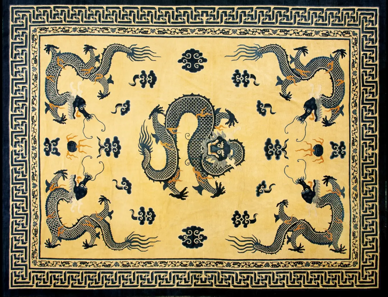 Antique chinese swastika design dragon peking rug by rugs on net