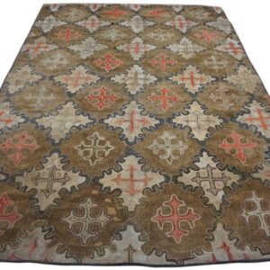 Geometric brown and beige rug with repeating cross motifs by Rugs On Net