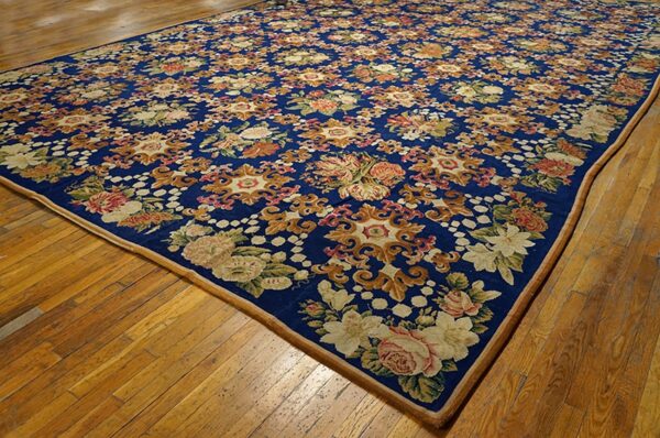 Colorful floral pattern on blue background