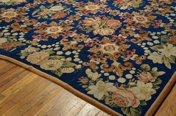 Colorful floral pattern on blue background