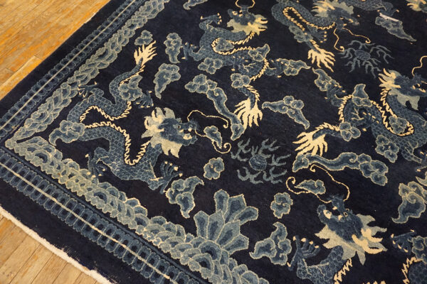 Blue dragon pattern on dark background