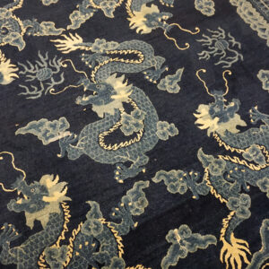 Dark blue dragon-patterned Chinese rug