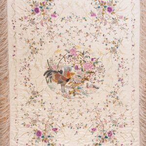 1900s Ivory Floral Tapestry Chinese Silk Embroidery 5'10" x 9' Wall Hanging