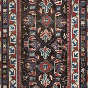Antique Late 19th Century Caucasus Kazak Brown Earth Tone with Vertical Geometric Medallions Rug by Rugs On Net