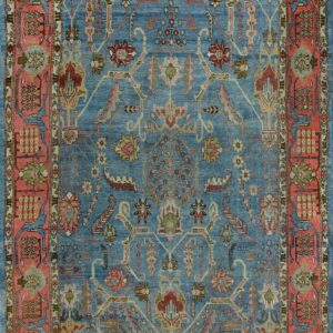 Antique Oversized Khotan Hand Knotted Wool Rectangle Rug with All-Over Floral Lattice and Dusty Blue Field Rug by Rugs On Net