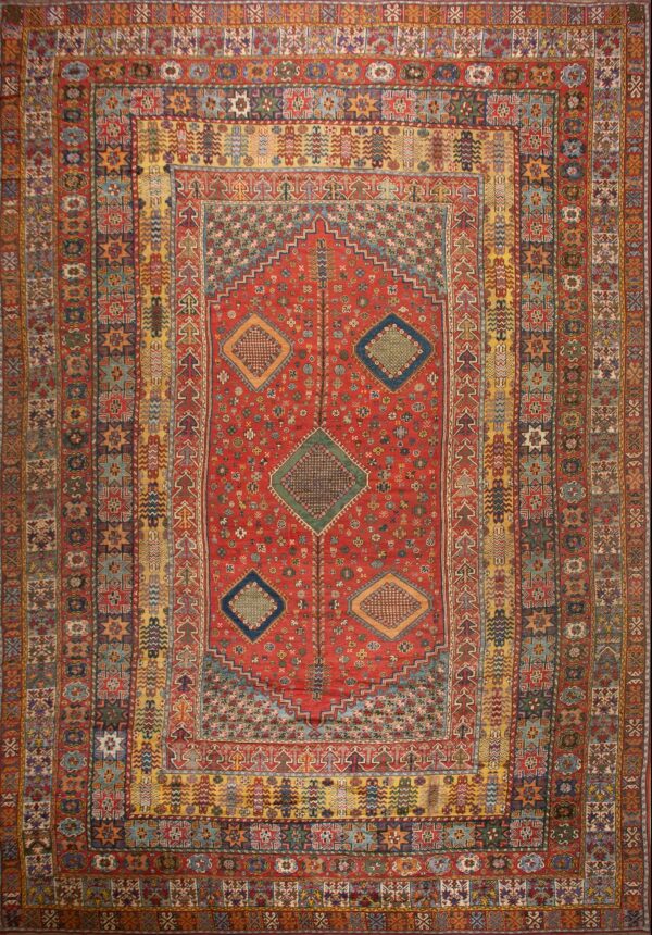 Antique oversized moroccan rabat salmon wool dense geometric scatter field palace size carpet by rugs on net
