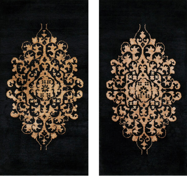 Antique-pair-chinese-art-deco-carpet-black-rug-25494-1