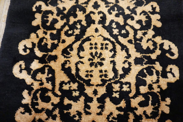 Pair of black antique artistic chinese art deco small scatter size area rugs - image 2