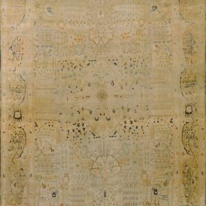 Rare Light Ivory Color Fine Antique Floral 19th Century Persian Mohtashem Kashan Carpet