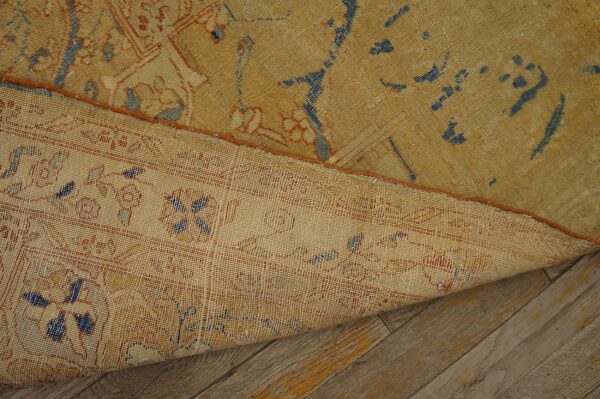 Rare light ivory color fine antique floral 19th century persian mohtashem kashan carpet - image 5
