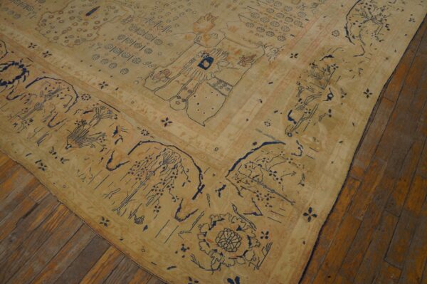 Rare light ivory color fine antique floral 19th century persian mohtashem kashan carpet - image 4