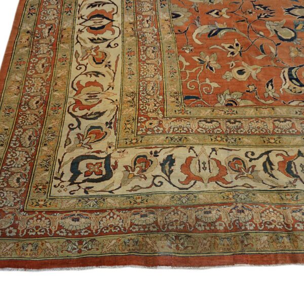 Extremely fine rustic antique allover refined floral pattern persian tabriz room size rug - image 6