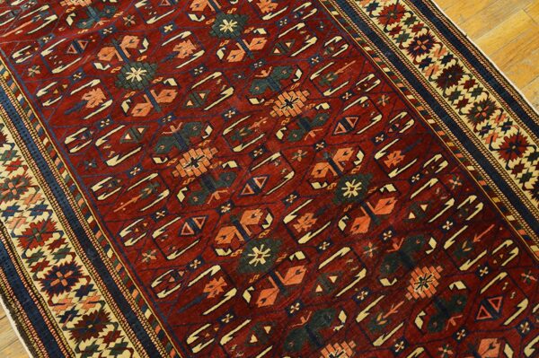 Small red tribal geometric antique caucasian kuba scatter size rug - image 4