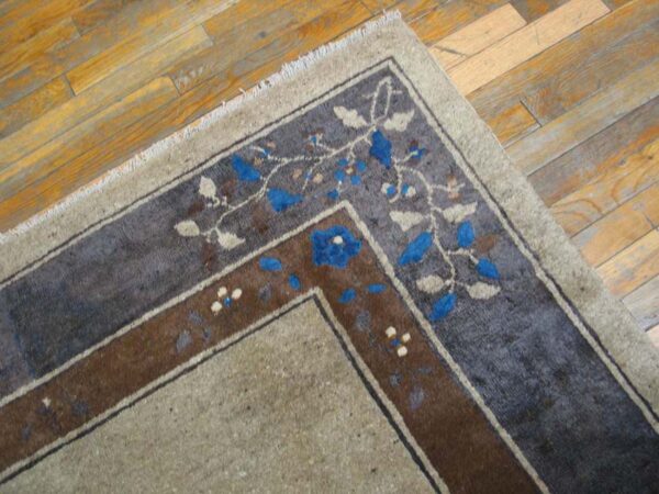 Minimalist open ivory color field antique floral chinese peking wool pile rug - image 3