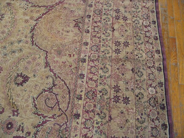 Ivory antique classic floral medallion design fine persian kerman oversized rug - image 6