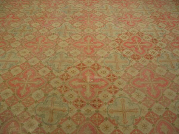 Large antique 19th century allover geometric french flatweave needlepoint carpet - image 6