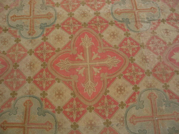 Large antique 19th century allover geometric french flatweave needlepoint carpet by rugs on net